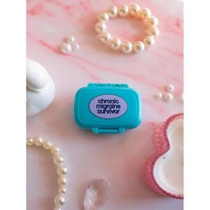 A Shop of Things Chronic Migraine Survivor Pill Box Teal 3 Compartment pill Case